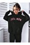 Plus Size Women's Pink Cool Mom Printed 3 Thread Hooded Tracksuit Set - 4