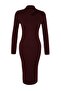 Mürdüm Midi Cut Out/Pencere Detaylı Triko Elbise TWOAW24EL00028 - 7