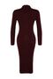 Mürdüm Midi Cut Out/Pencere Detaylı Triko Elbise TWOAW24EL00028 - 8