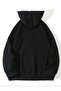 Black Basic Oversize Hooded Sweatshirt - 2