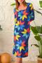 digital printed pearl velvet long slit pencil dress - 7