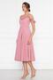Dried Rose Hanging Neck Ruffle Detail Off-Shoulder Draped Fabric Midi Length Graduation and Evening Dress - 3