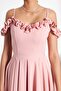 Powder Hanging Neck Ruffle Detail Off-Shoulder Woven Draped Fabric Midi Length Graduation and Evening Dress - 8