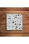 White Terrazzo Natural Stone Coasters and Bathroom Drain Cover Set of 4 - 2