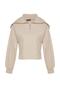 Beige Thessaloniki/Knitwear Look Polo Collar Zippered Regular/Normal Fit Knitted Sweatshirt TWOAW24SW00000 - 7