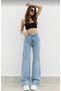 Jeans Blue Women's High Waist Lycra Wide Leg Wide Leg Palazzo Trousers