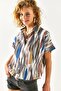 Women's Wave Brown Bat Linen Blended Shirt GML-19001121 - 3