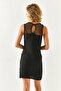 Women's Black Openwork Mini Beach Dress with Holes ELB-19001961 - 8