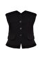 Siyah Slim Fit Straplez Crop Dokuma Yelek TWOAW24YE00034 - 9