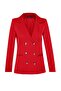 Dark Red Oversized Lined Double-Breasted Woven Blazer Jacket TWOAW21CE0145 - 8