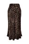 Brown Premium High Quality Animal Patterned Satin Midi Woven Skirt TWOAW24ET00140 - 15