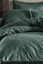Tula Green Double 100% Cotton Satin Jacquard Duvet Cover Set - 3