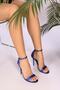 Women's Slyva Cobalt Blue Satin Single Strap Heeled Shoes - 2