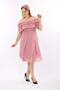Women's Collar Belted Plus Size Rose Chiffon Dress - 7