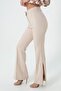 Women's Beige Side Slit Trousers - 4