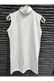 6 Pieces Black and White Color Turtleneck Throat Zero Sleeve (SLEEVELESS) Cotton Bodysuit - 5