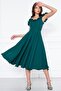 Emerald Hanging Neck Ruffle Detail Off-Shoulder Woven Draped Fabric Midi Length Graduation And Evening Dress