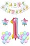 Rainbow Concept Age Birthday Party Celebration Set; Number and Star Foil, Banner and Macaron - 2