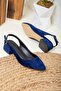 Navy Blue Velvet Slingback Shoes - Emma - 2