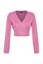 Pembe Crop Yumuşak Dokulu Kruvaze Triko Kazak TWOAW24KZ00381 - 6