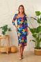 digital printed pearl velvet long slit pencil dress - 2