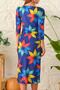 digital printed pearl velvet long slit pencil dress - 8