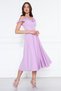 Lilac Hanging Neck Ruffle Detail Off-Shoulder Woven Draped Fabric Midi Length Graduation And Evening Dress - 3