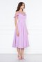 Lilac Hanging Neck Ruffle Detail Off-Shoulder Woven Draped Fabric Midi Length Graduation And Evening Dress - 6