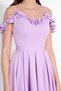 Lilac Hanging Neck Ruffle Detail Off-Shoulder Woven Draped Fabric Midi Length Graduation And Evening Dress - 8