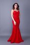 Red Strap Back Rope Tied Woven Draped Fabric Fish Collar Evening Dress - 2