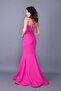 Fuchsia Strappy Back Rope Tied Woven Draped Fabric Fish Collar Evening Dress - 6