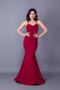 Burgundy Strap Back Rope Tied Woven Draped Fabric Fish Collar Evening Dress - 2