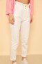 Le Lis Women's Belt Drawstring Elastic Detailed High Waist Mom Jean - 4