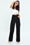 Le Lis Belt Gathered Lycra High Waist Loose Denim Trousers Wide Leg Jean - 2