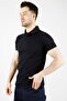 Polo Neck 100% Cotton T Shirt Men's Navy Blue - 2