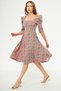New Season Women's Crepe Fabric Short Sleeve Midi Length Square Collar Evening Dress Homecoming Dress 080 - 5