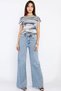 Jessica 90's Snow Wash Blue Lycra Super High Waist Loose Jeans Palazzo Trousers