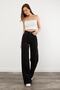Black Lycra Super High Waist Loose Jeans Palazzo Trousers