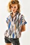 Women's Wave Brown Bat Linen Blended Shirt GML-19001121 - 4