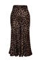 Brown Premium High Quality Animal Patterned Satin Midi Woven Skirt TWOAW24ET00140 - 17