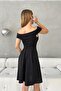 Flexible Crepe Fabric Black Mini Dress with Special Collar Design 582566 - 2