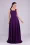 Plum Square Collar Sleeveless Wide Strap Woven Draped Fabric Maxi Length Flared Evening Dress - 4