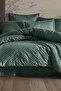 Tula Green Double 100% Cotton Satin Jacquard Duvet Cover Set