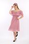 Women's Collar Belted Plus Size Rose Chiffon Dress - 6