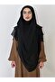 3-Layer Multi-Sifon Souffle Khimar with Peceli Ready-Made Large Scarf Black - 6