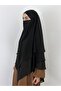3-Layer Multi-Sifon Souffle Khimar with Peceli Ready-Made Large Scarf Black - 7