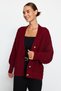Claret Red Wide Fit Knitwear Cardigan TWOAW22HI0176