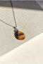 Certified Steel Chain Drop Model Tiger Eye Natural Stone Necklace