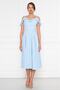 Baby Blue Hanging Neck Ruffle Detail Off-Shoulder Flowing Fabric Midi Length Graduation and Evening Dress - 5