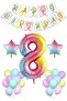 Rainbow Concept Age Birthday Party Celebration Set; Number and Star Foil, Banner and Macaron